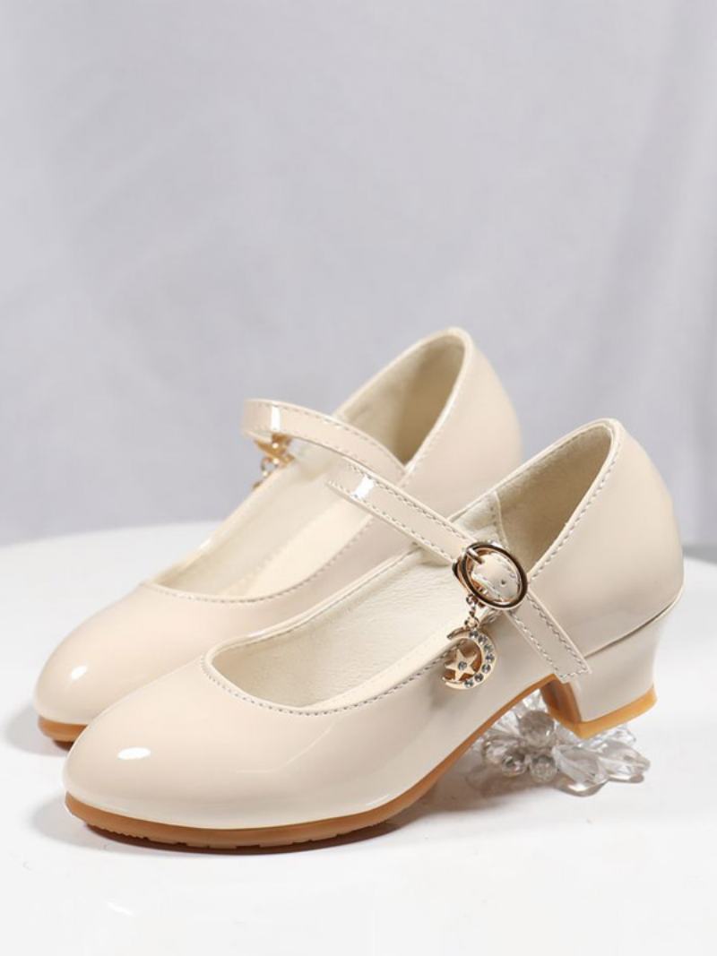 Flower Παπούτσια Για Κορίτσια Silver Pu Leather Rhinestones Πάρτι For Kids - Μπεζ