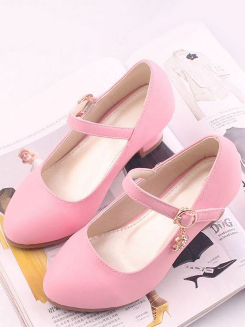 Flower Παπούτσια Για Κορίτσια Silver Pu Leather Rhinestones Πάρτι For Kids - Ροζ