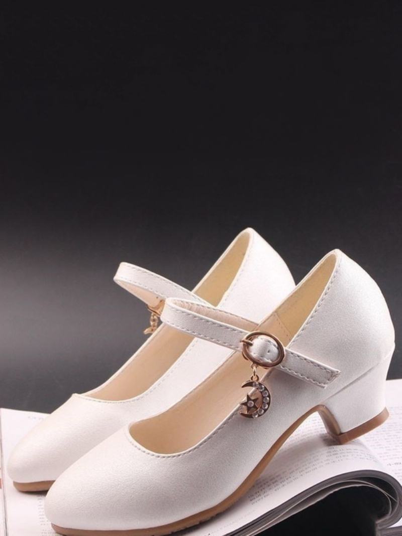 Flower Παπούτσια Για Κορίτσια Silver Pu Leather Rhinestones Πάρτι For Kids - Λευκό