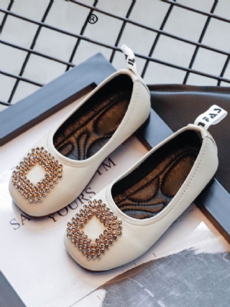 Flower Παπούτσια Για Κορίτσια White Pu Δερμάτινα Rhinestones Πάρτι Παιδιά