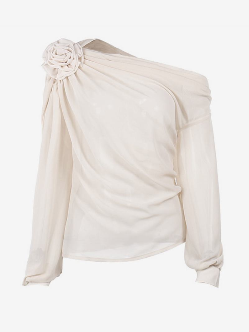 One Shoulder Tees Πλισέ Ασύμμετρο Πουκάμισο Για Γυναίκες - Ανοιχτό Κίτρινο