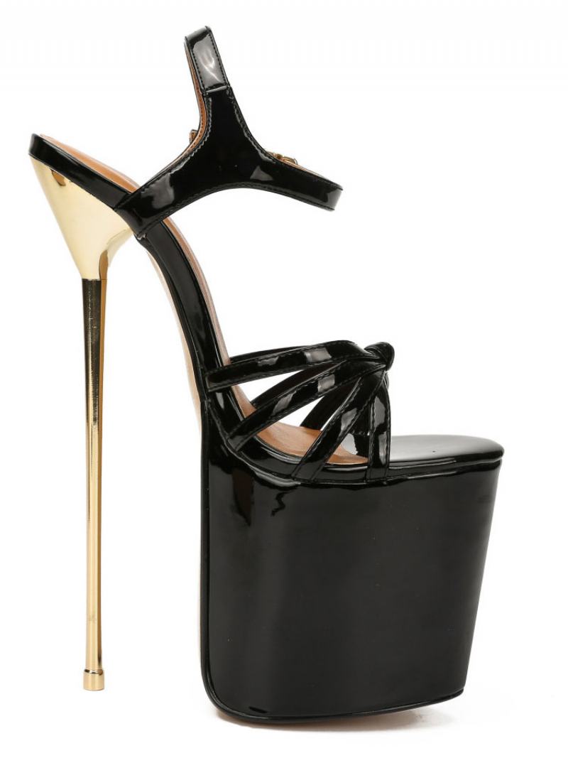 Pole Dance Παπούτσια Γυναικεία Πλατφόρμα Stripper Heels Sky Ψηλοτάκουνα Σανδάλια - Μαύρο