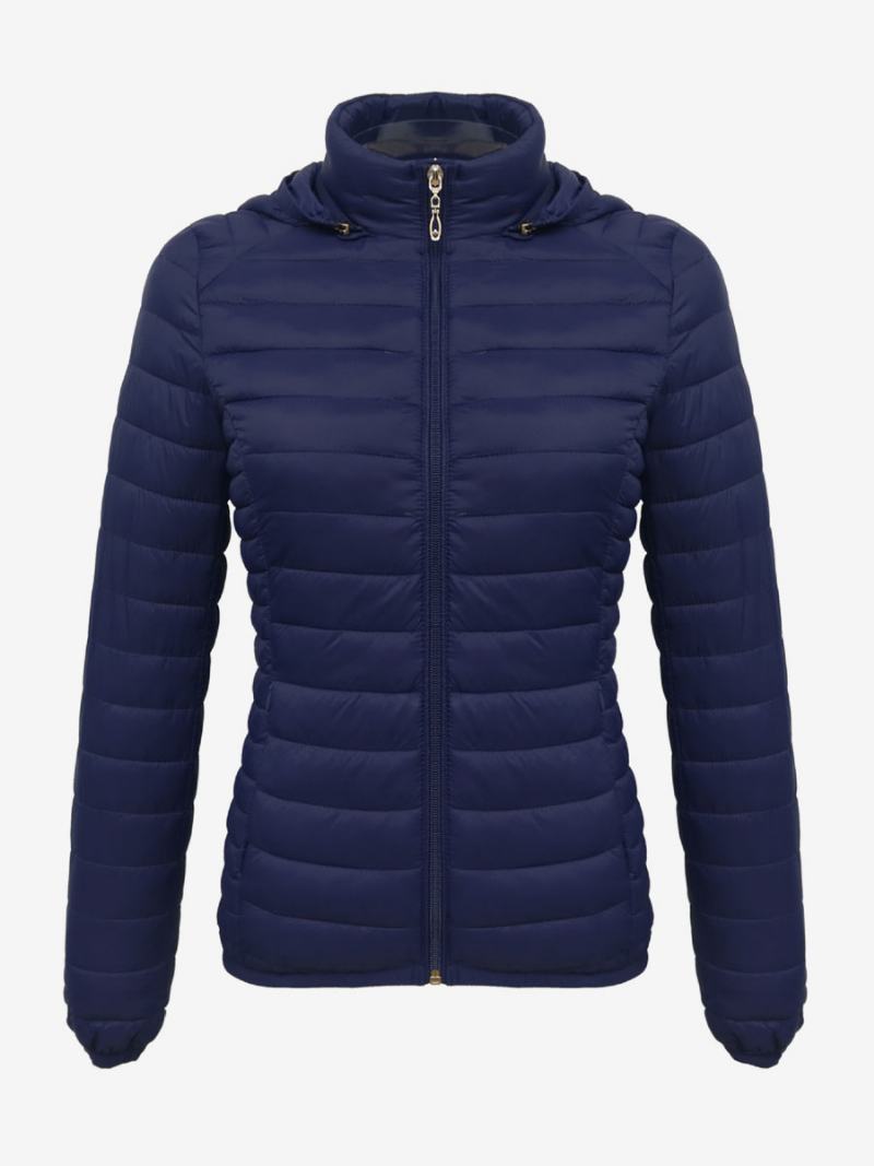 Puffer Coats Ροζ Με Κουκούλα Βαμβακερά Χειμερινά Ζεστά Πανωφόρια Για Γυναίκες - Σκούρο Ναυτικό