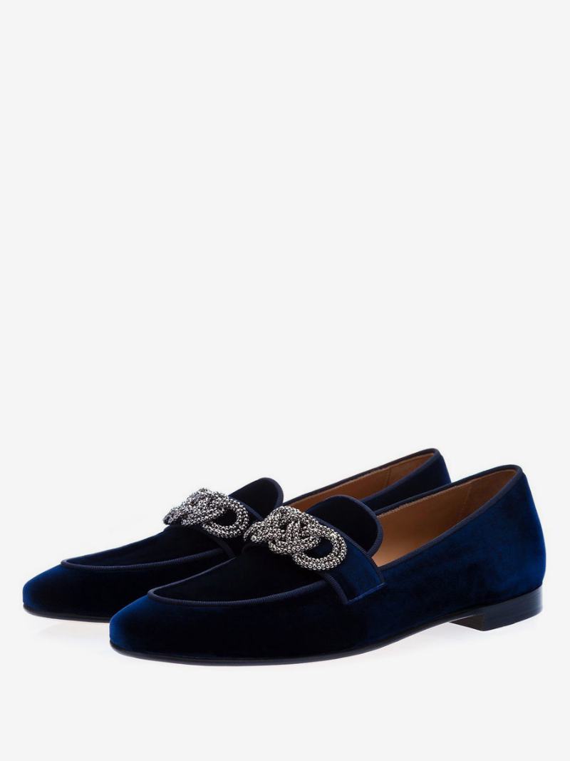 Ανδρικά Loafer Prom Party Νυφικά Παπούτσια Μόδας Micro Suede Επάνω Αλυσίδες Έργα Τέχνης Slip-on Casual Flat