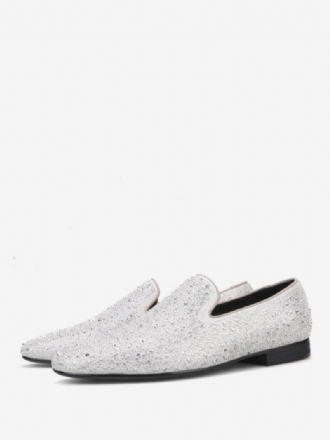 Ανδρικά Παπούτσια Loafer Suede Cold White Crystal Rhinestones Sliiper Slip-on Prom Party Γαμήλια