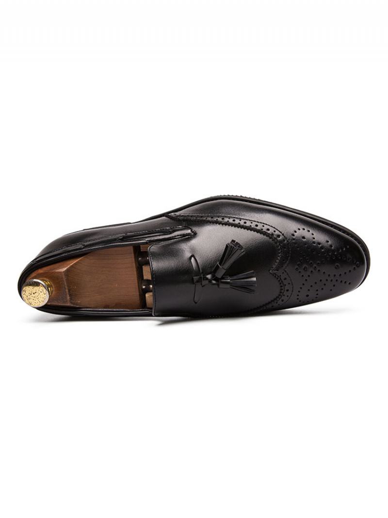 Ανδρικά Παπούτσια Γάμου Με Μαύρα Φτερά Slip-on Πάρτι Χορού Φούντα - Μαύρο