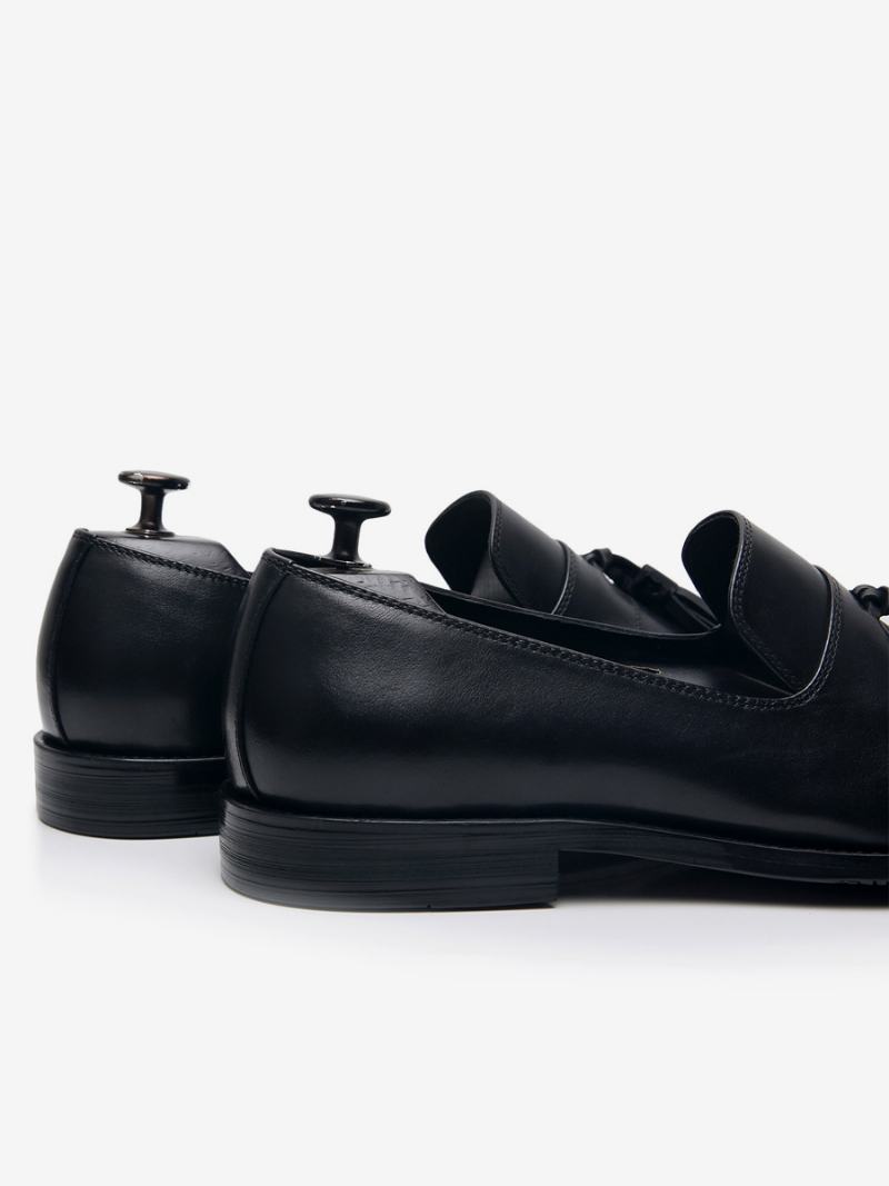 Ανδρικά Παπούτσια Γαμήλιας Loafer Cowhide Slip-on Tassel Prom - Μαύρο