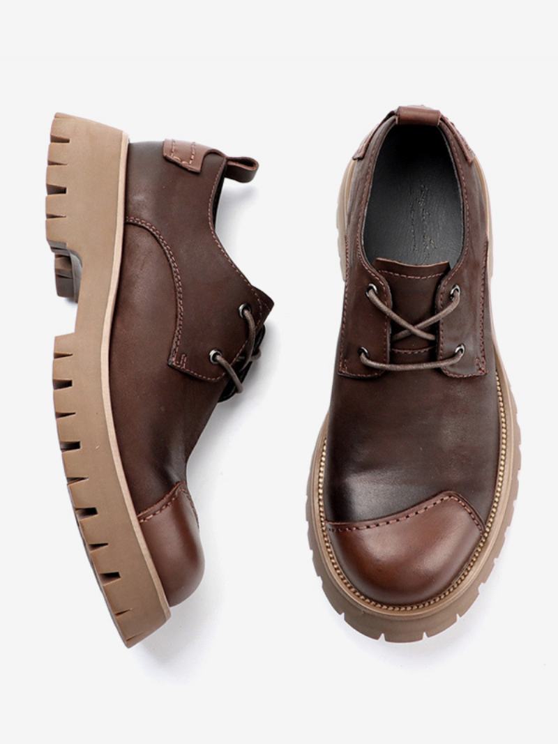 Ανδρικές Μπότες Chelsea Boots Coffee Brown Pu Δερμάτινο Στρογγυλό Δάχτυλο - Καφέ Καφέ