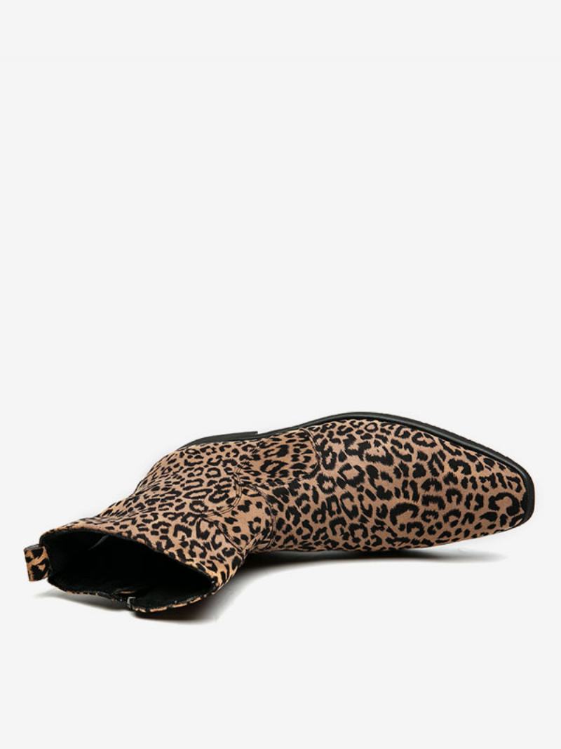 Ανδρικές Μπότες Chelsea Boots Pu Δερμάτινες Στρογγυλές Μύτης - Λεοπάρδαλη