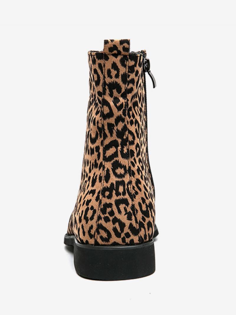 Ανδρικές Μπότες Chelsea Boots Pu Δερμάτινες Στρογγυλές Μύτης - Λεοπάρδαλη