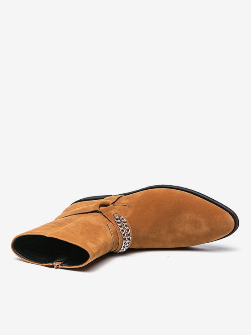 Ανδρικές Μπότες Chelsea Boots Δερμάτινο Σουέτ Στρογγυλή Μύτη - Καφέ Καφέ