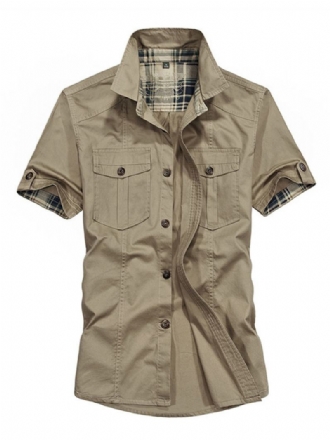 Ανδρικό Πουκάμισο Με Γυριστό Γιακά Casual Asymmetrical Ανοιχτό Καφέ