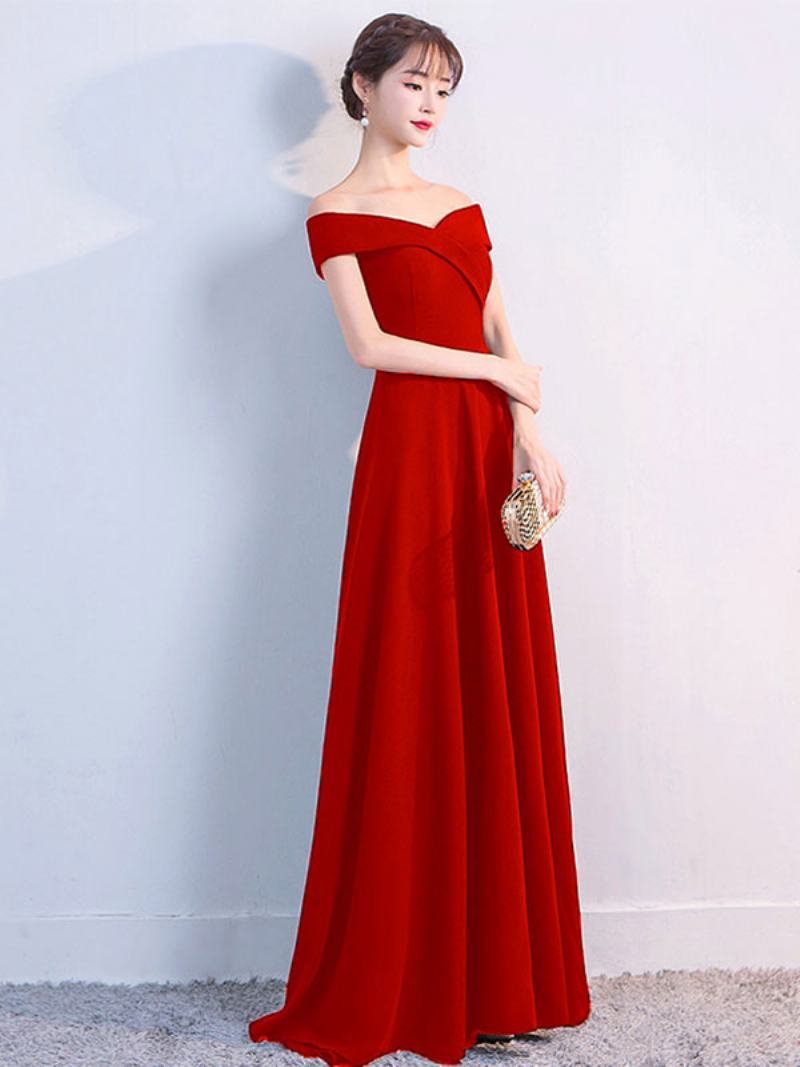 Γυναικεία Off Shoulder Φορέματα Κομψό Φόρεμα Για Πάρτι Γενεθλίων Prom Cocktail Maxi - Κόκκινο