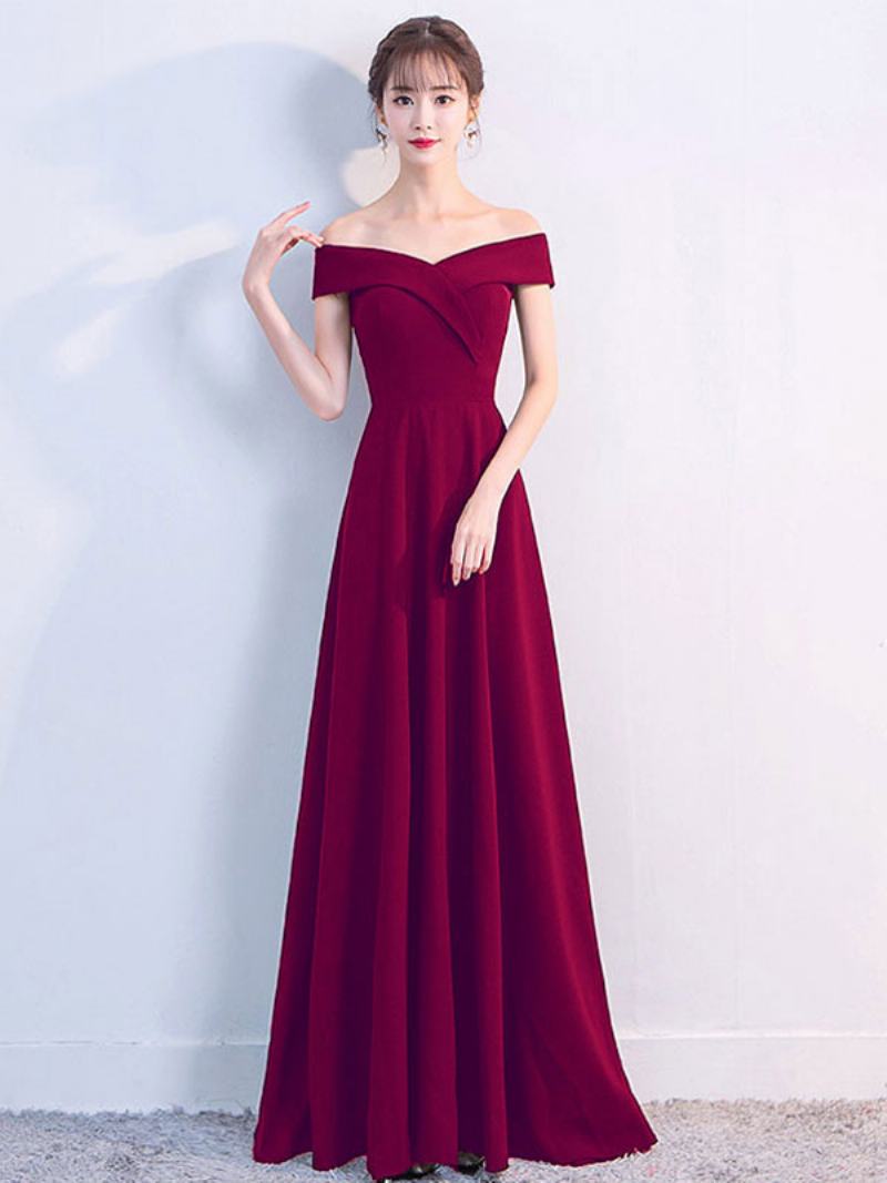 Γυναικεία Off Shoulder Φορέματα Κομψό Φόρεμα Για Πάρτι Γενεθλίων Prom Cocktail Maxi - Βουργουνδία