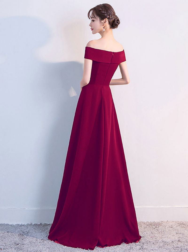 Γυναικεία Off Shoulder Φορέματα Κομψό Φόρεμα Για Πάρτι Γενεθλίων Prom Cocktail Maxi - Βουργουνδία