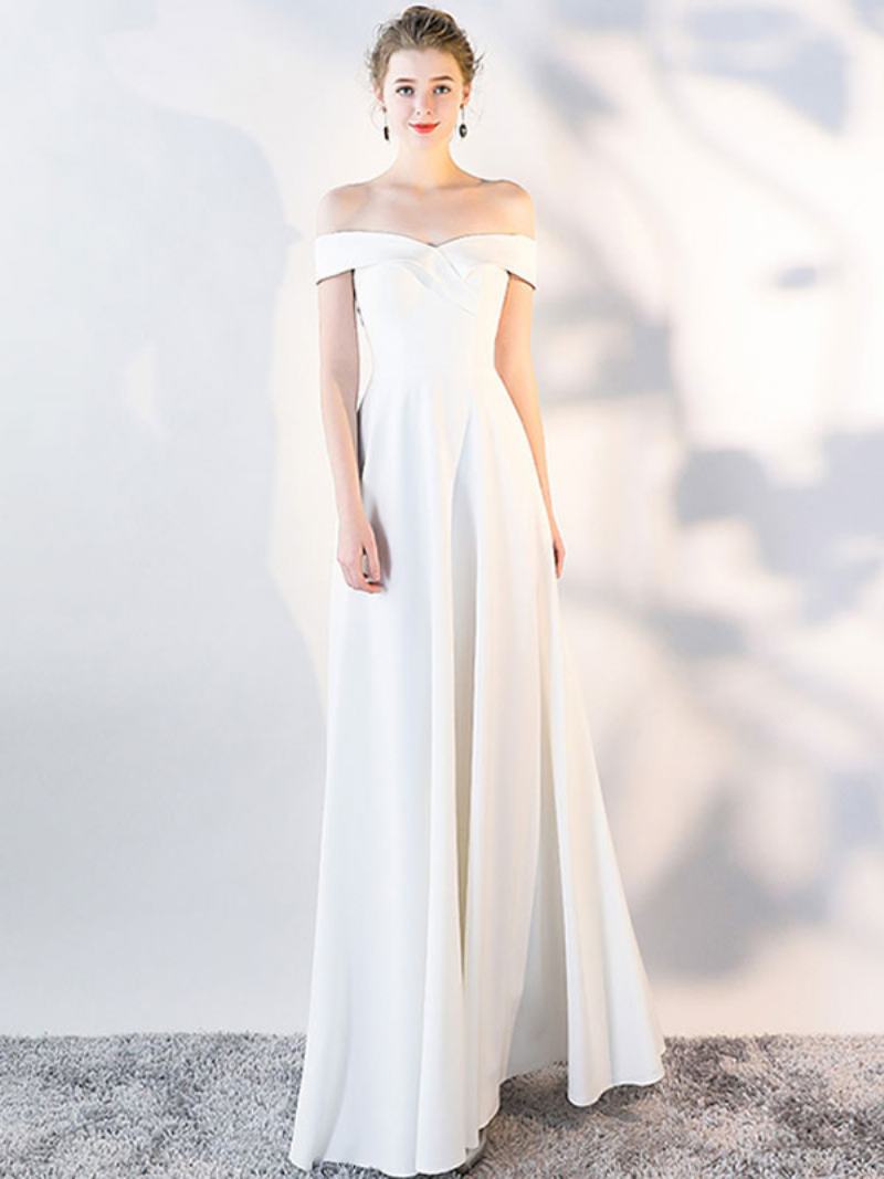 Γυναικεία Off Shoulder Φορέματα Κομψό Φόρεμα Για Πάρτι Γενεθλίων Prom Cocktail Maxi - Λευκό