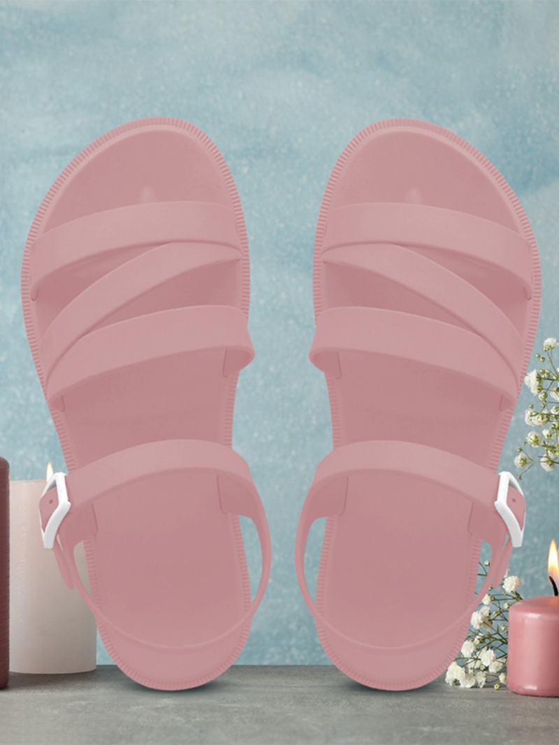 Γυναικεία Πέδιλα Slide Ecru White Strappy Casual Παπούτσια Σανδάλι - Ροζ