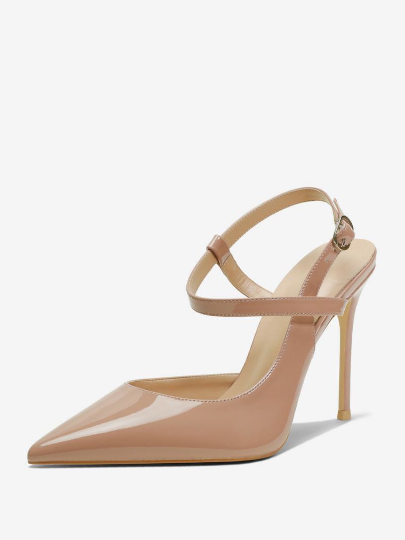 Γυναικείες Μαύρες Γόβες Με Μυτερό Slingback Ψηλοτάκουνα - Σάρκα