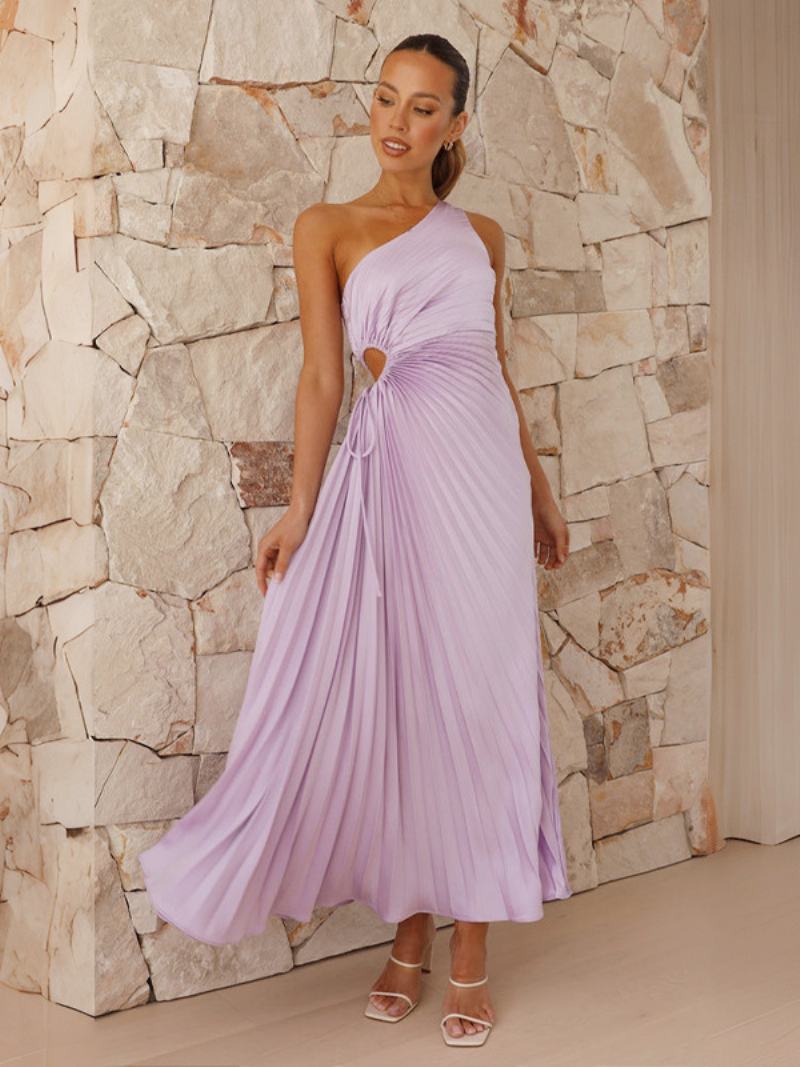 Γυναικείο Asymmetrical Party Φόρεμα One Shoulder Πλισέ Prom Maxi Φορέματα - Μωβ