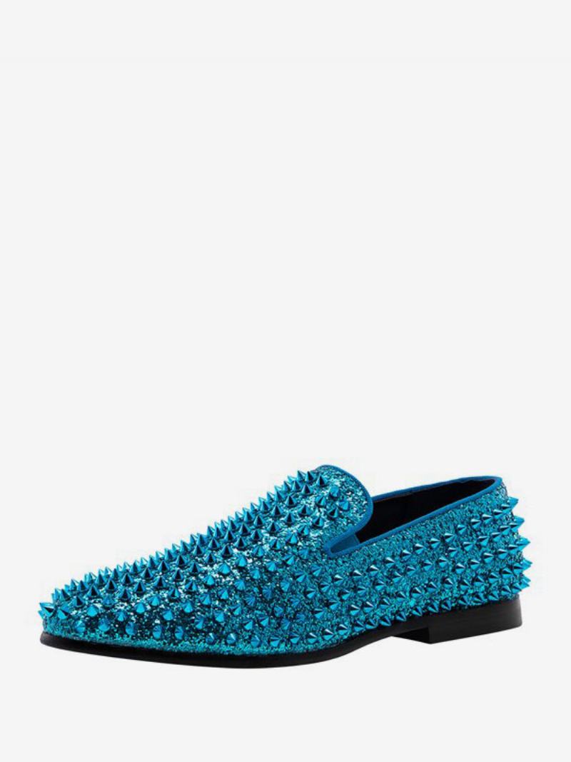 Παπούτσια Loafer Ανδρικά Γάμου Με Παγιέτες Glitter Spikes Rivets Slip-on Prom Party Γαμήλια - Κασίρι